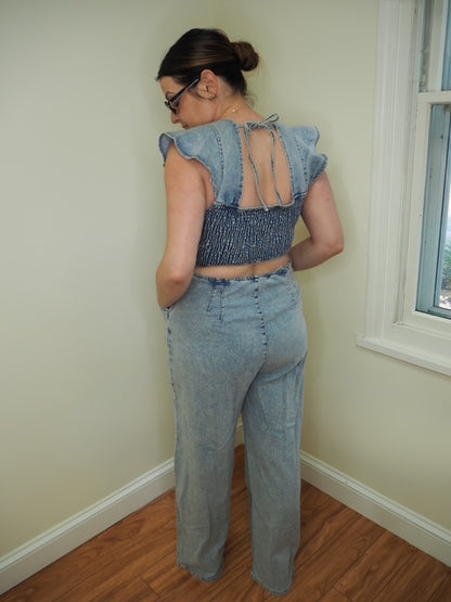 The Denim Frill Jumpsuit